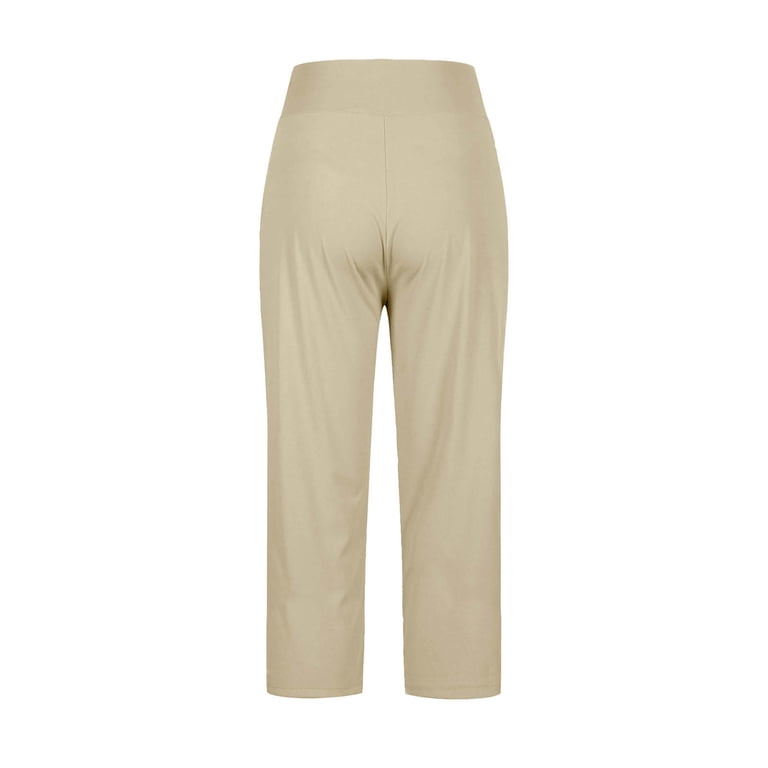 Women's 7/8 Length Pants with Pockets High Waisted Stretch Ankle