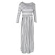 thumbnail image 5 of Maxi Plisados ​​de Manga Larga a Rayas Manga 3/4 Mujer Casual - XL se describe Blanco XL BLESIY vestido maxi a rayas, 5 of 8