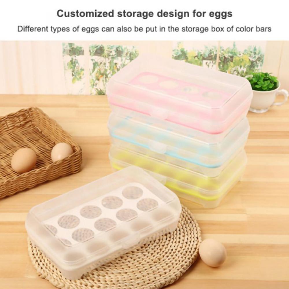 2-PACK,15 Egg Box,Egg Holder for Refrigerator, Deviled Egg Tray Carrier with Lid Fridge Egg Dispenser Egg Storage Stackable Plastic Egg Containers - image 3 of 8