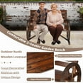 thumbnail image 3 of Wooden Wagon Wheel Bench, 2-Person Solid Wood Garden Bench, Rustic Wooden Seat Wagon Wheel Bench Patio Loveseat W/Slatted Backrest, Outdoor Garden Bench for Lawn Yard Porch Park, 3 of 7