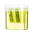 thumbnail image 3 of Hvmvliv Pencil Sharpener Oval Double Hole Pencil Sharpener With Snap-On Cover Carbon Steel Blade Transparent Shavings Box For Home Or Desk Use Yellow, 3 of 6
