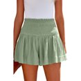 thumbnail image 1 of Pantalones cortos Alta Fruncido Cintura Llanura Elegante Casual Mujeres Pantalones Cortos de Verano para el Ejercicio en Casa Verde S, 1 of 6
