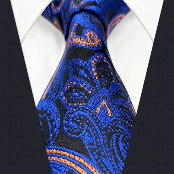 Neckties for Men Orange Blue Classic Size