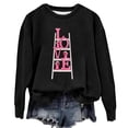 thumbnail image 2 of Chandails à Capuchon pour Femmes Mode Sweat à Capuche Imprimé Lettres de la Saint-Valentin Manches Longues Ample Col Rond, 2 of 3
