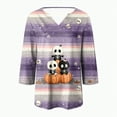 thumbnail image 4 of Godom Pumpkin Shirts for Women Fall Season T-Shirt Halloween Autumn V Neck Tee Tops, 4 of 5
