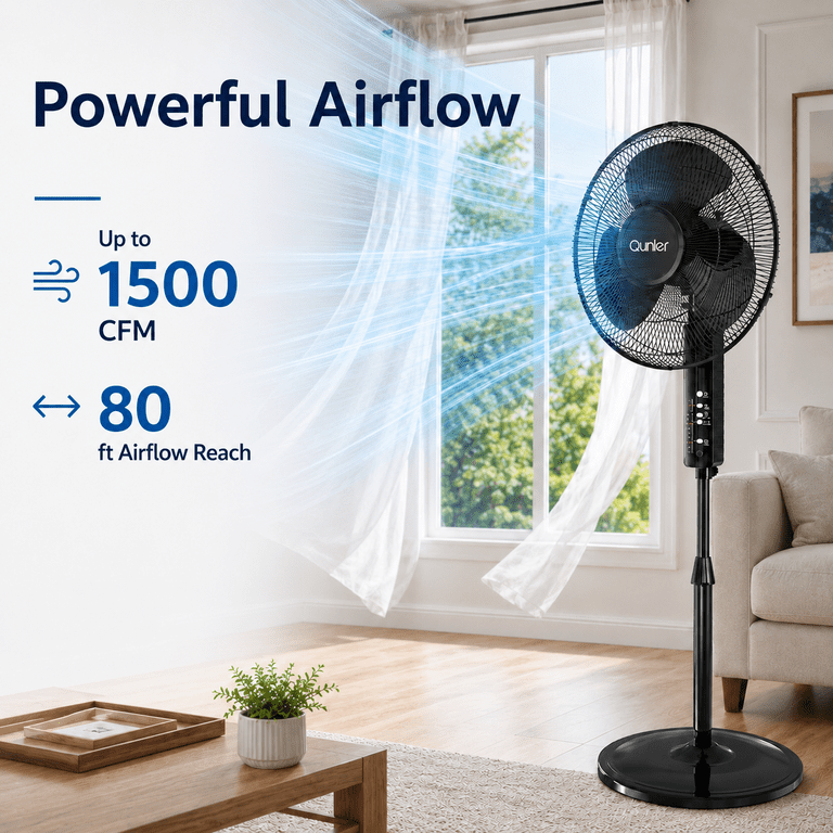 Qunler 16-Inch Pedestal Fan with Remote, 10-Hour Timer photo 3