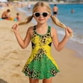thumbnail image 3 of DISNIMO Jamaican Flag Leopard Print Girls Swimsuit One Piece Swimwear Skirted Hawaiian Summer Bathing Suit Sleeveless Quick Dry Swim Dress Size 7-8, 3 of 8
