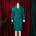 thumbnail image 4 of AURA Plus Size Double Breasted Blazer Collar Maxi Dress Elegant Long Sleeve Office Bodycon Dress with Belt, 4 of 10
