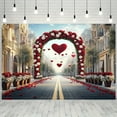 thumbnail image 3 of Romantic Floral Valentine Backdrop White Red Rose Arch Wedding Photography Background Red Heart Balloons Valentine's Party Decorations Banner Supplies Photo Booth Props, 3 of 3