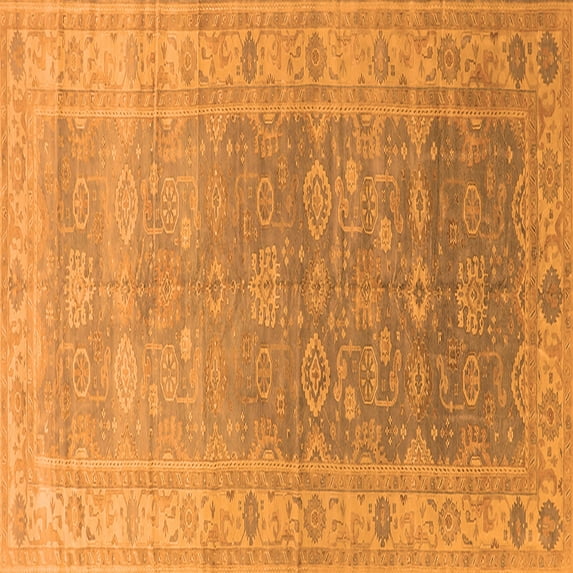 Ahgly Company Indoor Square Oriental Orange Traditional Area Rugs, 6' Square