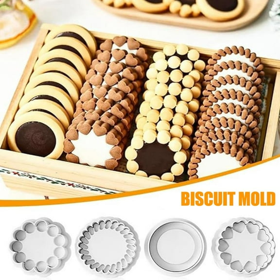 SHAPERME 4Pcs/Set Jam Sandwich Flowers Cookie Cutter Mold,DIY 3D Fondant Stamp