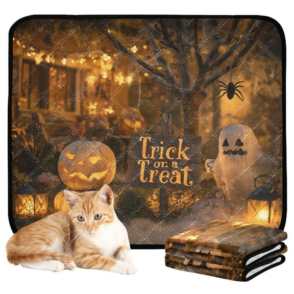Qxltty Halloween Yard Cat litter Pads Pet Set of 3 Diaper Mats Center Anti-leakage Layer Absorbent Soft and Comfortable