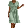 thumbnail image 2 of Horkkom T Shirt Dress Women Summer Solid Color Mini Dresses Vacation Loose Short Sleeve Dress, S-3XL, 2 of 7
