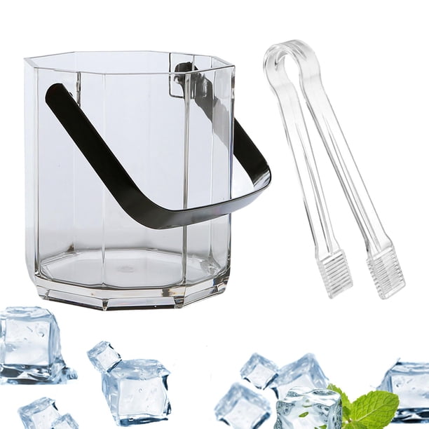 Cubo de hielo pequeño, cubo para enfriar bebidas, multifuncional transparente con clip para hielo, cubo para vino para bar, boda, fiesta