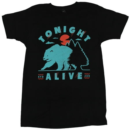 Tonight Alive Mens T-Shirt - Big Blue Bear In the Woods Word