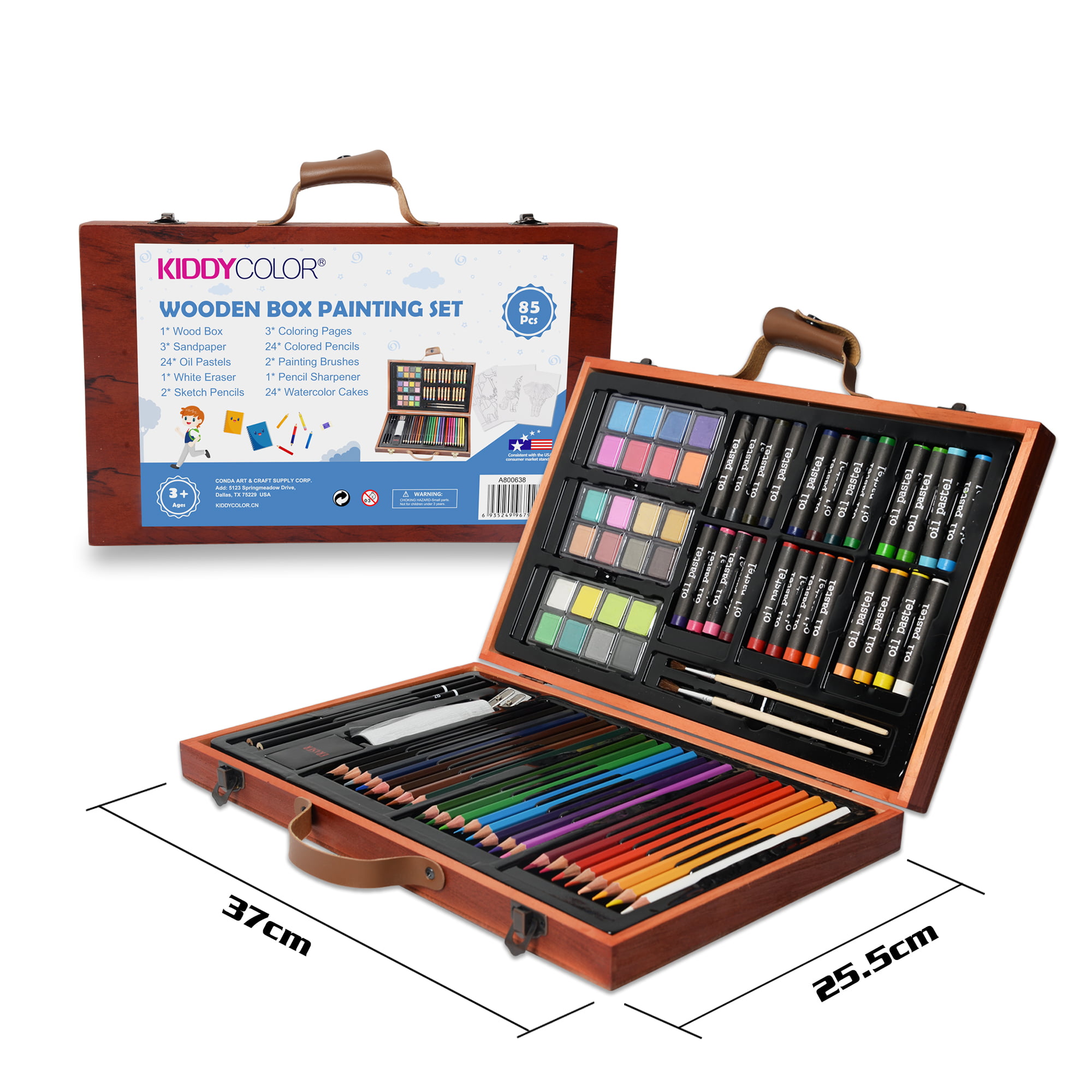  146 Piece Deluxe Art Set with Easel, Wooden Art Box with 2  Drawing Pad, Drawing Kit with Crayon,Oil Pastel,Colored Pencil,Watercolors  Cake, Creative Gift Box Art Supplies for Artist Adults Teens Kids 