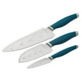 thumbnail image 2 of Rachael Ray Cutlery Japanese Stainless Steel Chef Knife Set, Teal, 3-Piece, 2 of 6