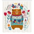 thumbnail image 3 of Ambesonne Bear Shower Curtain, Cartoon Flowers and Leaves, 69"Wx70"L, Multicolor, 3 of 3