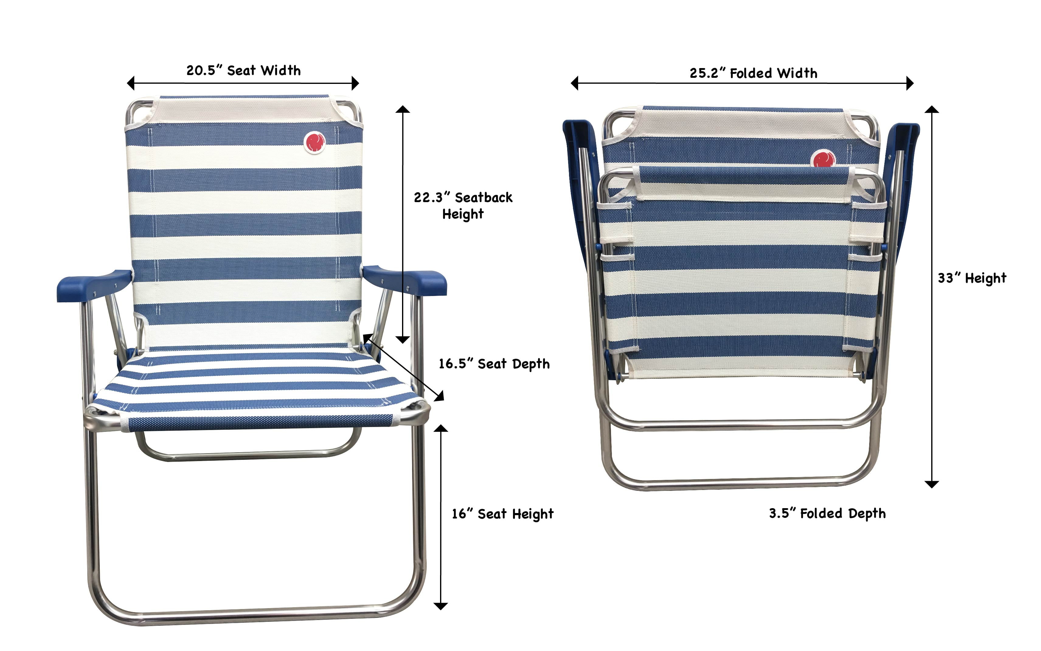 OmniCore Designs New Standard Folding Camp/Lawn Chair (2 Pack) BLUE/WHITE