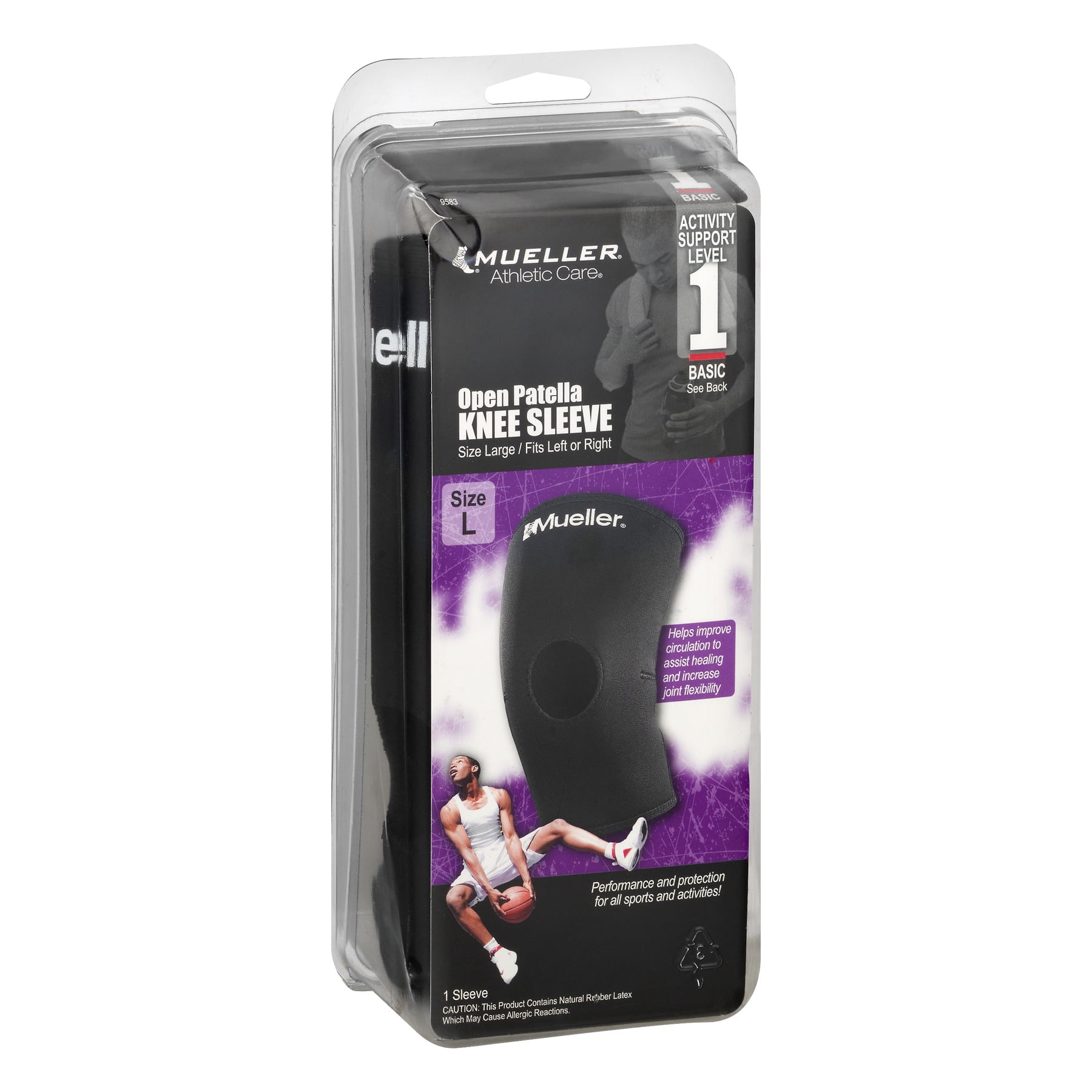 Mueller Open Patella Knee Sleeve, Large. Unisex, Black