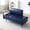 Blue + PU Leather + Foam + 2 Seat, variant on 55"Inch Width Modern End of Bed Bench,Black Faux Leather Upholstered With side table, 360-degree Swivel tray couch,Entryway Ottoman,Window Bench with Metal Legs for Bedroom, Living Room