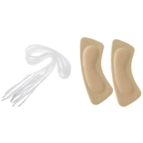 2 Pairs White Sneaker Shoes Strings & 1 Pair Shoe Insoles Lining Pad Heel Sponge Heel Inserts