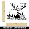 thumbnail image 2 of Moose Wading in Water Self-Inking Rubber Stamp Ink Stamper - Black Ink - Small 1 Inch, 2 of 7