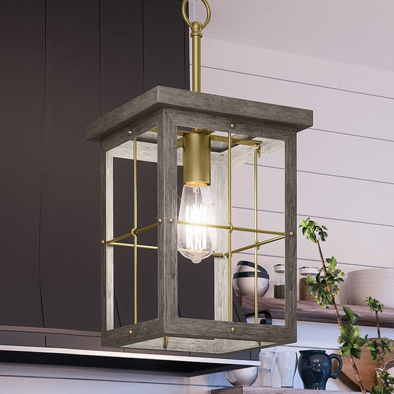 Luxury Modern Farmhouse Pendant, 19.375H x 10.375W, with Coastal Style, Distressed Brass, UHP3956 by Urban Ambiance
