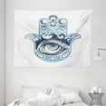 thumbnail image 1 of Evil Eye Tapestry, Cultural Good Luck Amulet Hand Drawn Artsy Magical Superstitious Sacred, Wall Hanging for Bedroom Living Room Dorm Decor, 80W X 60L Inches, Dark Blue Light Blue, by Ambesonne, 1 of 2