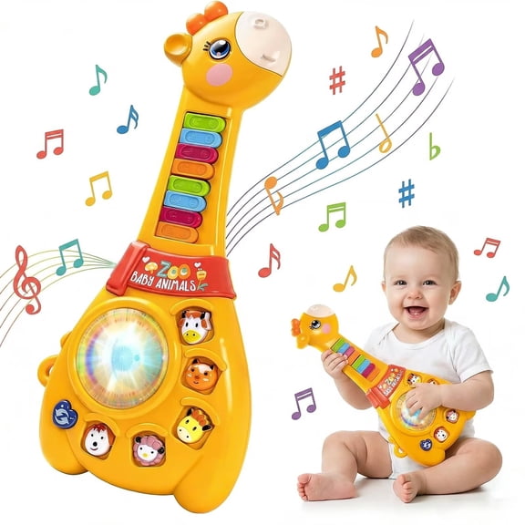 Baby Toys for 1 2 Year Old Boys and Girls: Toddler Musical Guitar Piano Toys 12-18 Month with Animal Sound and Light, 1st First Birthday Gift, Learning Educational Toy for Kids