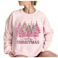 thumbnail image 4 of Lovskoo Sweatshirt for Women Christmas Printed Long Sleeves Blouse Round Neck Casual Tunic Tops Pink, 4 of 4
