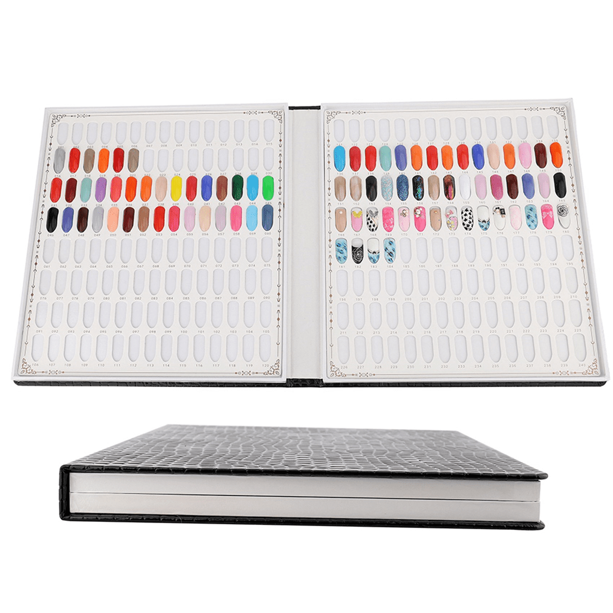 4X 216 Colors Nail Tips Display Book DIY Nail Art Showing Shelf Gel Color Card Chart Painting Display Board Black