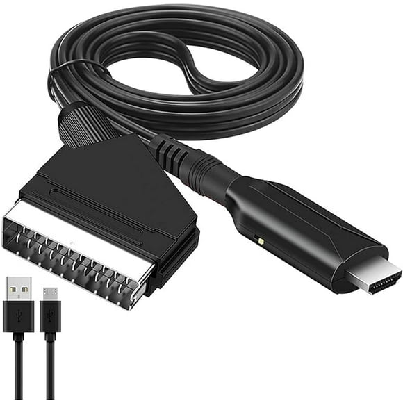 SCART to HDMI Adapter, SCART to HDMI Converter with HDMI Cable for 720P/1080P Full HD TV, Audio Video for Blu-ray DVD Player STB VHS Xbox PS3