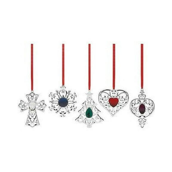 Lenox Bejeweled Silverplated Holiday Ornament Set - 5 Piece (5)