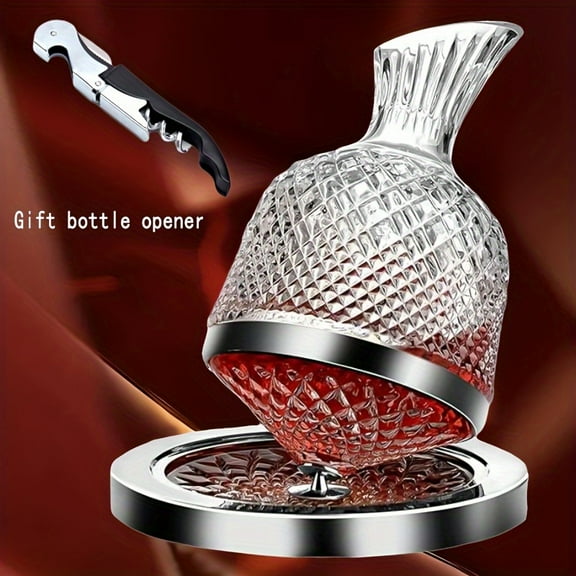 A set of 50 oz/1500ml silver white red wine decanter, made of lead-free crystal glass whiskey decanter bottle, suitable for brandy, Scotch whisky, vodka, 360 ° rotating decanter