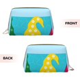 thumbnail image 3 of Naloa Gnomes On The Beach Leather Makeup Bag for Purse Travel, Portable Small Cosmetic Organizer for Women and Girls, Make up Bag with Zipper, 3 of 8