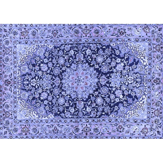 Ahgly Company Machine Washable Indoor Rectangle Persian Blue Traditional Area Rugs, 4' x 6'