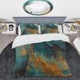 thumbnail image 2 of Designart "Warmth of Mediterranean Sunlight II" Abstract Bedding Covert Set - Modern Teal Bed Set With 2 Shams, 2 of 6
