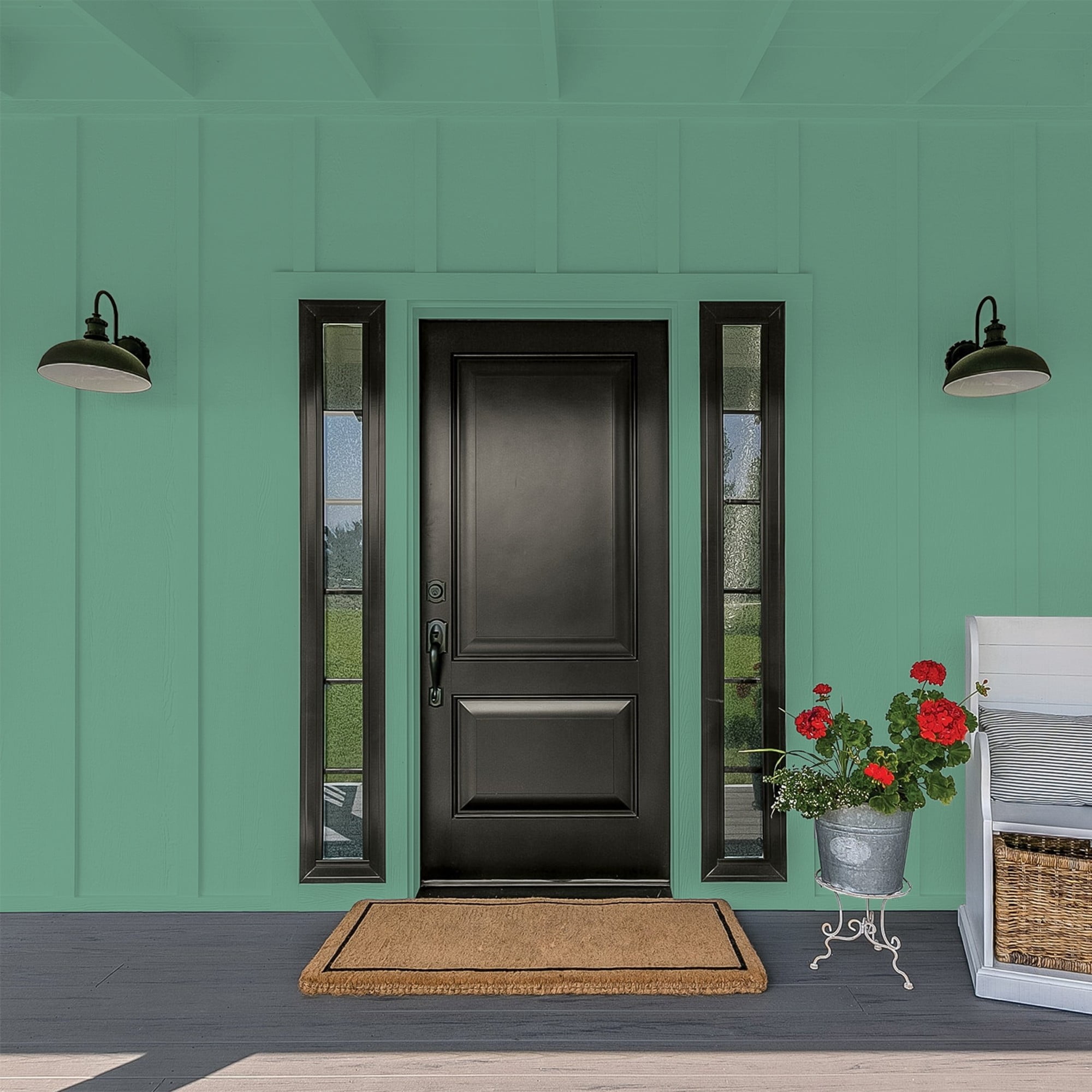 Glidden One Coat Sheffield / Green Flat Exterior Paint with Primer, 1 Gallon