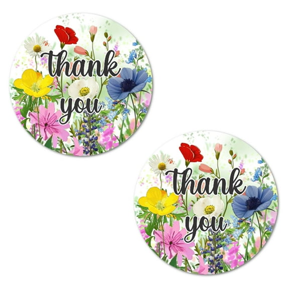 40 Wildflower Baby Shower Stickers, 2 Inch Big Round Glossy Thank You Labels For Baby In Bloom Sprinkle Party, Blooming Adorable Stickers, Decorations for New Moms to Be. Made in USA