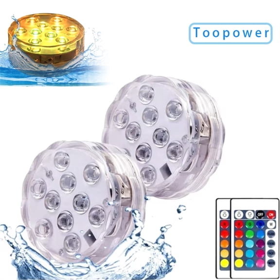 2Pack Submersible led Lights Waterproof Pool Lights Underwater with 16 Colors and Remote Control for Aquarium,Vase, Bath,Hot Tub, Halloween, Christmas,Swimming Pool and Party Decoration