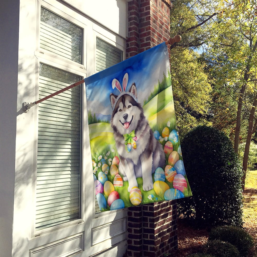 Alaskan Malamute Easter Egg Hunt House Flag 28 in x 40 in