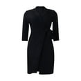 thumbnail image 1 of Fankiway Robes à Manches Longues en Solde Robe Décontractée Ajustée Plissée Ceinturée à Manches Trois-Quarts Col en V Robe Colorée Robes pour Femmes Grande Taille en Solde, 1 of 8