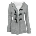 thumbnail image 2 of ShomPort Women's Fleece Lined Jackets Coat Fleece Casual Horn Button Hooded Winter Warm Jacket, 2 of 9
