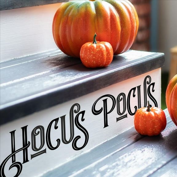 Halloween Hocus Pocus (hollow) Vinyl Lettering wall decal (5"H x 22"L Black)