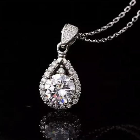 3Ct Round Cut Halo Solitaire Lab Created Diamond Women's Pendant 18" Free Chain Necklace 14k White Gold Plated