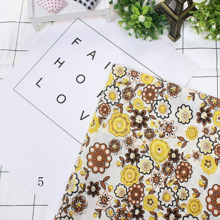 Spree Clearance! 7pcs DIY Assorted Pattern Floral Printed Patchwork Cotton Fabric Cloth for Crafts Bundle Sewing Quilting Fabric, Size: Small, Yellow