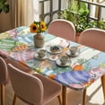 thumbnail image 3 of Easter Table Cloths for 6 Foot Rectangle Tables, Spring Bunny Colorful Floral Eggs Wooden Plank Patio Waterproof Elastic Fitted Tablecloths, Washable Rectangular Table Cover for Camping, 3 of 8
