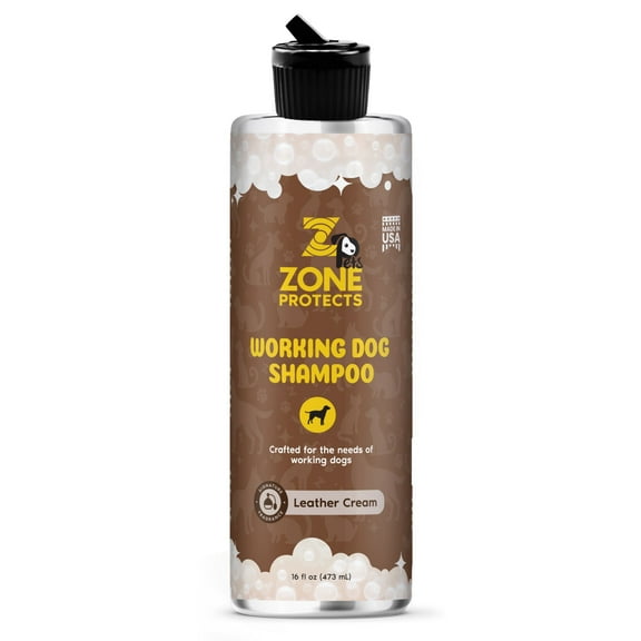 Zone Protects Pets Working Dog Shampoo; Deep Moisturizing Cleansing Shampoo with Leather Cream Fragrance