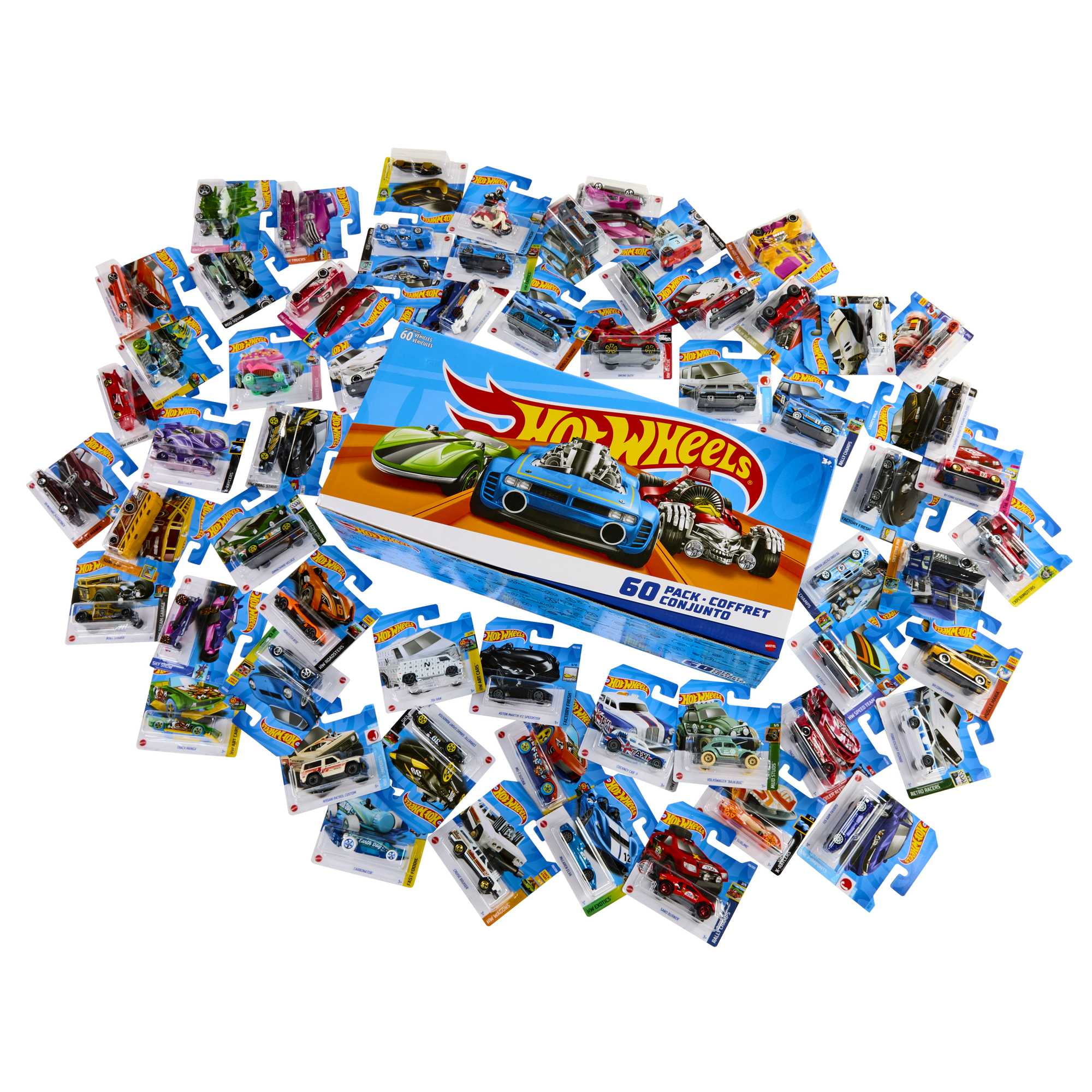 Hot Wheels Set of 60 1:64 Scale Toy Cars or Trucks, Collectible Vehicles  (Styles May Vary) 